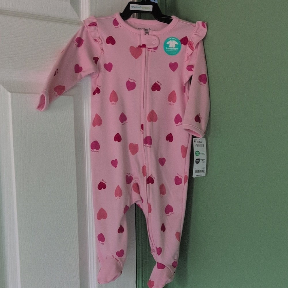 Carter's Pink Heart Print Footie